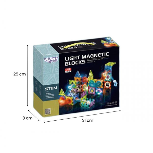 WOOPIE Klocki Magnetyczne Tor Kulkowy Świetlny Kulodrom 75 el. zdjęcie 15