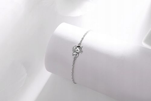 Bransoletka srebrna rodowana kotek dla dziewczynki srebro 925 na Arena.pl