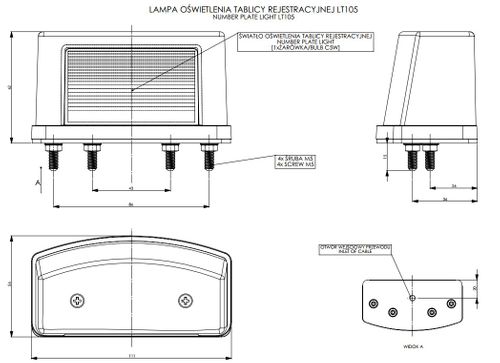 Lampa ośw. tablicy rejestracyjnej czarna (LT105) na Arena.pl