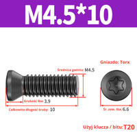 Śruba mocująca TORX Klasa 12.9 Rozmiar: M4,5x10