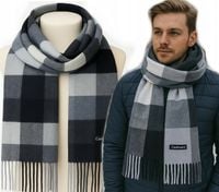 Wełniany SZALIK MĘSKI Z WEŁNĄ KASZMIROWY w dotyku CIEPŁY duży szal