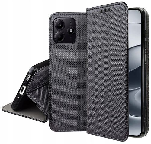 Etui z klapką do Xiaomi Redmi Note 14 5G Zamykane Czarne Futerał + Szkło 9H na Arena.pl