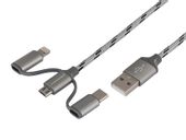 Kabel do ładowania i synchronizacji 120 cm, 3w1: USB > micro USB