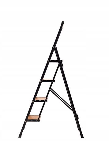 Drabina aluminiowa domowa składana 4 stopniowa LEMAR drewno Slim Space na Arena.pl