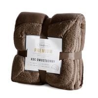 Koc TEDY 170x210 cm ciemnobrązowy baranek flano