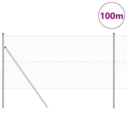 Ogrodzenie z słupkami Srebrny 1.4 x 100 m Stal pokryta PCV na Arena.pl