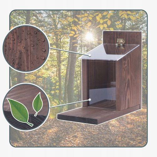 Karmnik Dla Wiewiórek Drewniany Domek Impregnowany Duży Orzechowa na Arena.pl