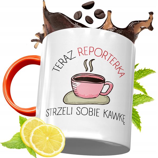 Kubek Pomarańczowy Dla Dziennikarza Prezent Z Nadrukiem Ze Zdjęciem zdjęcie 1