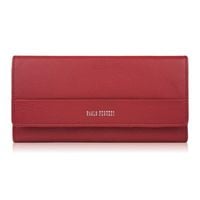 portfel damski skórzany czerwony duży w orientacji pozioma z rfid