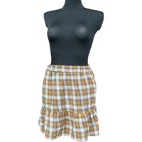 Stylowa Spódnica Midi Bawełniana Casual Elegancka Żółta Rozmiar S