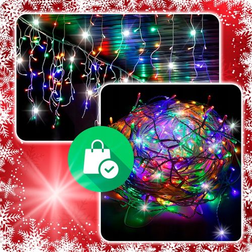 SOPLE 500 LED LAMPKI MULTIKOLOR + FLASH 23m GIRLANDA Świąteczna Kurtyna na Arena.pl