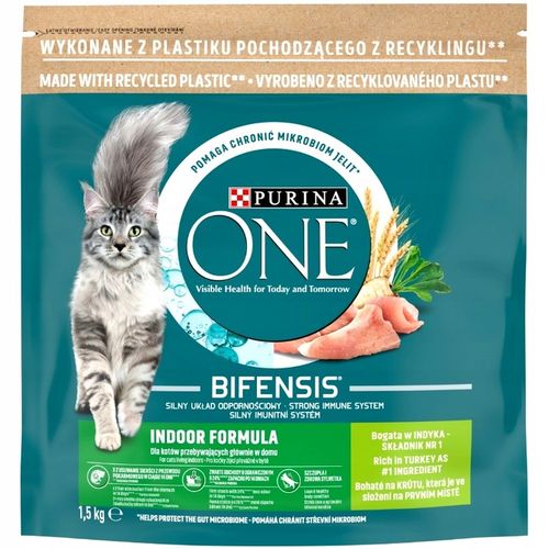 PURINA ONE INDOOR FORMULA Bifensis Sucha Karma dla Kota Z INDYKIEM 1,5kg na Arena.pl