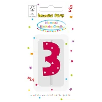 świeczka urodzinowa różowa "3" 1 szt.