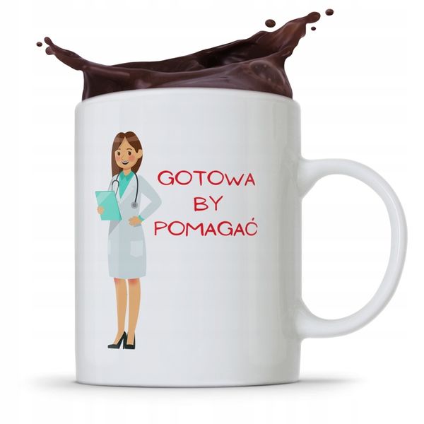 Kubek Dla Doktora Gotowa By Pomagać Z Nadrukiem Ze Zdjęciem zdjęcie 1