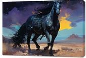 Obraz 100x70cm Czarny Koń Własnego Wyścigu