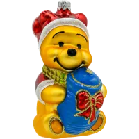 Bombka choinkowa szklana: Miś Kubuś Puchatek z garnkiem miodu