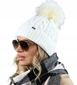 Czapka Damska Z Pomponem Zimowa kremowa Ciepła czapka z polarem PL -