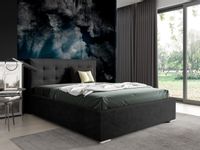 Nowoczesne tapicerowane łóżko z wysokim zagłowiem do sypialni PLAY czarne 140x200