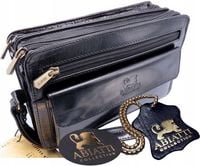 EKSKLUZYWNA SKÓRZANA SASZETKA MĘSKA DO RĘKI ABIATTI SKÓRA LICOWA NA ZAMEK