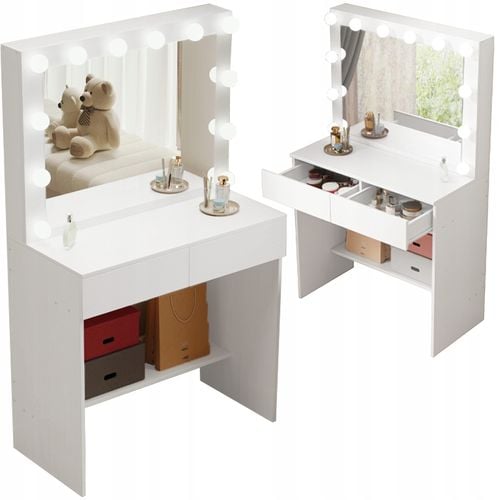 TOALETKA KOSMETYCZNA DO MAKIJAŻU WIZAŻU Z LUSTREM LED NOWOCZESNA LOFT GLAMO na Arena.pl