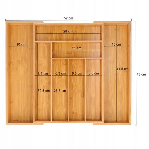 WKŁAD DO SZUFLADY na sztućce bambusowy rozsuwany regulowany organizer 52x43 na Arena.pl