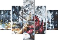 70 100CM OBRAZ 5 ELEM DESZCZOWA DZIEWCZYNA DRUK PŁÓTNO