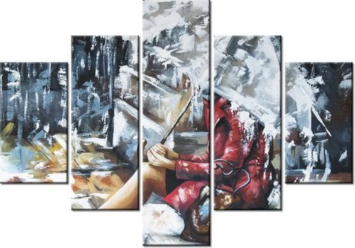 70 100CM OBRAZ 5 ELEM DESZCZOWA DZIEWCZYNA DRUK PŁÓTNO na Arena.pl