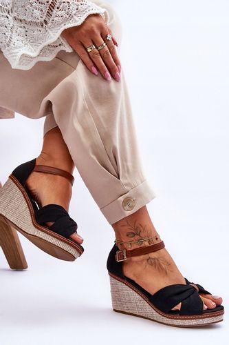 SANDAŁY DAMSKIE NA KOTURNIE CZARNE 38 na Arena.pl