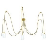 Lampa Wisząca Pająk 5 Biały Mat Ze Złotym Przewodem E27
