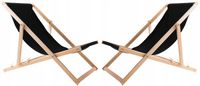 2X LEŻAK PLAŻOWY OGRODOWY DREWNIANY SKŁADANY WOODOK CZARNA TKANINA