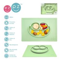 EZPZ : Silikonowy talerzyk 2w1 Happy Mat pastelowa zieleń