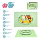 EZPZ : Silikonowy talerzyk 2w1 Happy Mat pastelowa zieleń