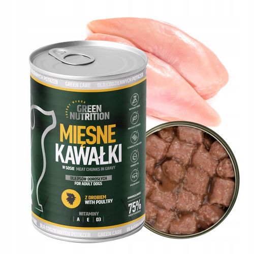 MOKRA KARMA DLA PSA GREEN NUTRITION 9,96KG KAWAŁKI MIĘSNE MIX SMAKÓW | x24 na Arena.pl