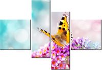 130CM 90 OBRAZ 4 ELEM MOTYL KWIATKACH ŚCIENNY