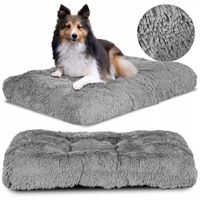 legowisko dla psa poduszka gruba miękka shaggy 130x90 cm jasnoszare