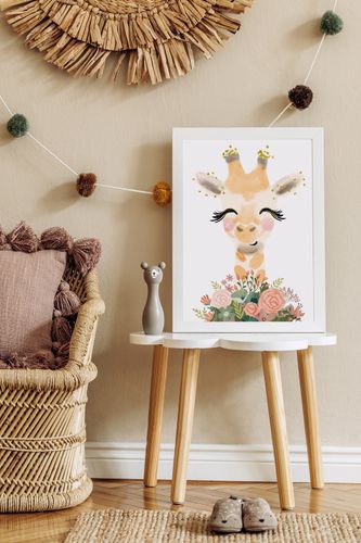Plakat obrazek ilustracja dla dziecka żyrafa 21x29,7 cm A4 na Arena.pl