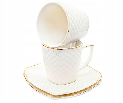 Serwis kawowy zestaw filiżanek ze spodkiem 240 ml 6+6 porcelanowy na Arena.pl