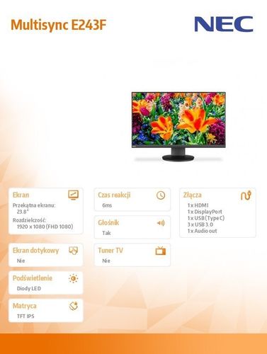 Monitor Multisync E243F IPS DP USB-C Czarny na Arena.pl