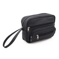 SASZETKA męska skórzana do ręki na dokumenty polska E005 XL czarna