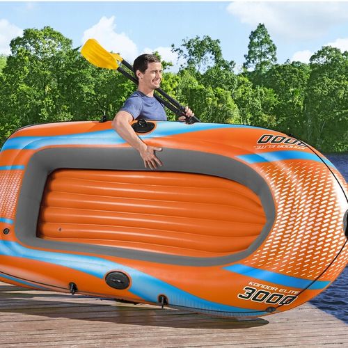 BESTWAY dmuchany PONTON 246 x 122 cm + 2 WIOSŁA + POMPKA + ŁATKA NAPRAWCZA na Arena.pl