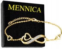 ZŁOTA BRANSOLETKA DAMSKA SERCE NIESKOŃCZONOŚĆ SREBRO PRÓBA 925 CELEBRYTKA