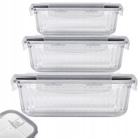 2 x LUNCHBOX POJEMNIKI NA ŻYWNOŚĆ SZKLANE ŻAROODPORNE SZCZELNE ZESTAW 3SZT