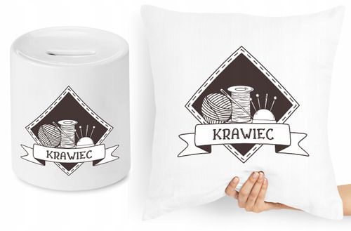 Dla Krawca Krawcowej Zestaw Poduszka + Skarbonka Z Nadrukiem Ze Zdjęciem na Arena.pl