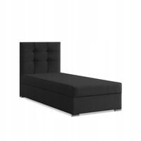 Łóżko Kontynentalne ELDA JEDNOOSOBOWE Tapicerowane Pojedyncze CZARNE