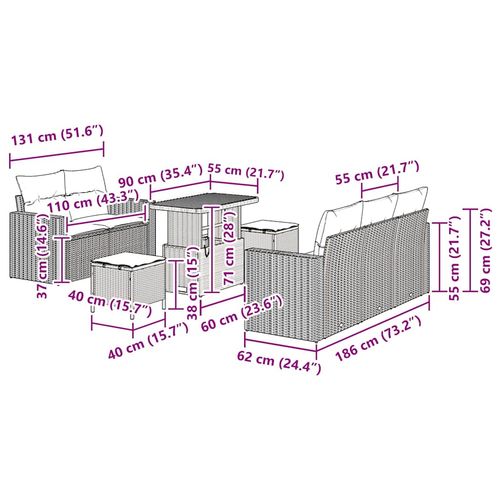Zestaw Sof na Ogród 8 pcs Beżowy polirattan na Arena.pl