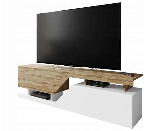 Szafka rtv do salonu pod telewizor DOUBLE 160 biały dąb wotan na Arena.pl