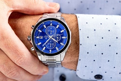 zegarek męski giewont chronograph sapphire srebrno niebieski gw7290-b3 na Arena.pl