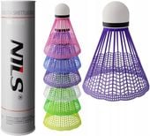 ZESTAW LOTEK NYLONOWYCH DO BADMINTONA LOTKI NYLONOWE kolorowe NILS 6 szt