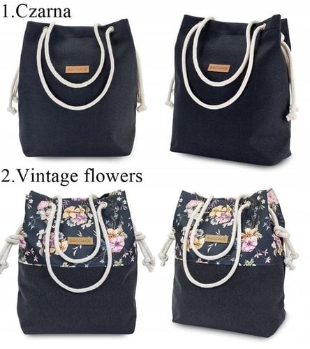 TOREBKA DAMSKA WOREK SHOPPER TORBA KWIATY BAGGAGE na Arena.pl