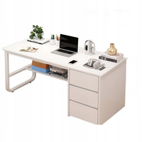 BIURKO KOMPUTEROWE BIAŁE LOFT POD LAPTOP KOMPUTER SKANDYNAWSKI Z 3 PÓŁKAMI